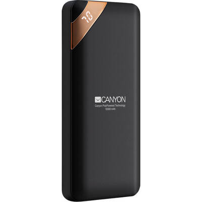CANYON Baterie externa CNE-CPBP10B, 10000mAh, 1x USB-C, 2x USB, Black