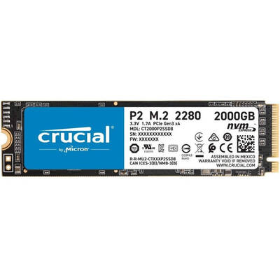 SSD Crucial P2 2TB PCI Express 3.0 x4 M.2 2280