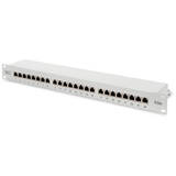 DIGITUS Patch Panel 19inch 24Port Cat5e STP shielded grey RAL7035