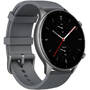 Smartwatch Amazfit GTR 2E, aluminiu argintiu, curea silicon gri, Bluetooth, GPS si senzor HR