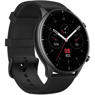 Smartwatch Amazfit GTR 2 Sport, aluminiu negru, curea silicon negru