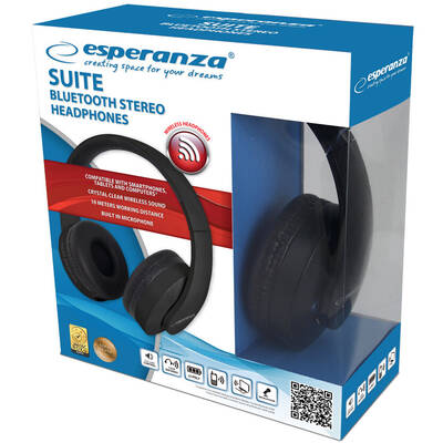 Casti Bluetooth Esperanza EH210K Bluetooth headphones Headband, Black