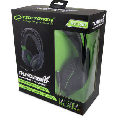 Casti Over-Head Esperanza EGH430 Headphones with microphone Headband Black, Green