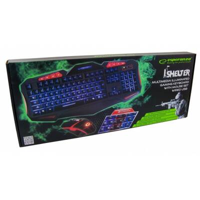 Kit Periferice Esperanza EGK3000 Set Keyboard + wired backlit mouse