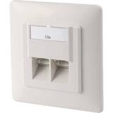 CAT 5e wall outlet shielded 2x RJ45 8P8C LSA color pure white flush mount