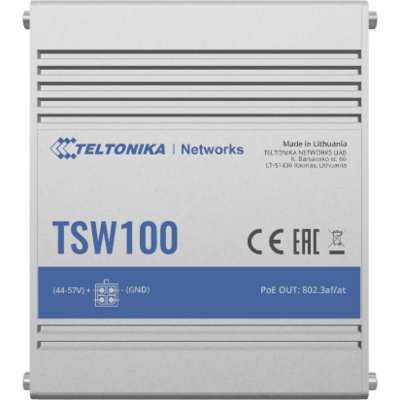 Switch TELTONIKA TSW100 INDUSTRIAL UNMANAGED POE SWITCH 4 PORTS POE 802.3AF/AT 60W
