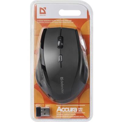 Mouse Defender ACCURA MM-365 RF BLACK OPTICAL 1600DPI 6P