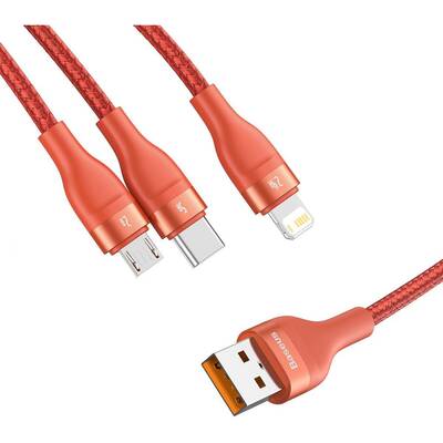 Baseus 3in1 Flash Series, micro USB / Lightning / USB-C, 5A, 1.2m, Orange