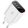 Mains charger with display Baseus Mirror Travel 3x USB - white