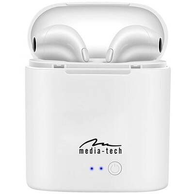 Casti Media-Tech R-PHONES- Bluetooth headset TWS with powerbank. White