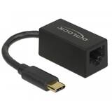 Adaptor DELOCK 65904, Adaptor USB SuperSpeed (USB 3.2 Gen 1) cu conector tată USB Type-C™ > LAN Gigabit de 10/100/1000 Mbps compact negru
