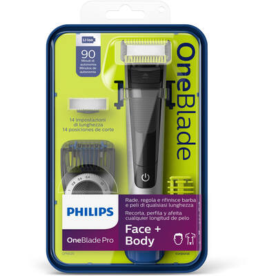 Philips OneBlade Pro Face & Body QP6620/20, aparat hibrid pentru barbierit, tuns barba si parul corporal