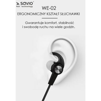 Casti Bluetooth SAVIO WE-02 Wireless Bluetooth Earphones