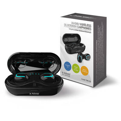 Casti Bluetooth SAVIO Wireless bluetooth earphones TWS-05 with powerbank