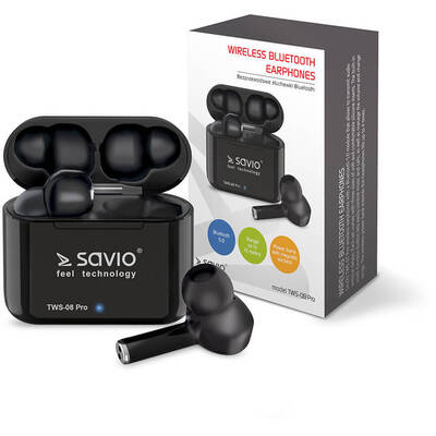 Casti Bluetooth SAVIO TWS-08 PRO headphones/headset In-ear Black