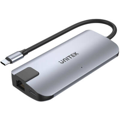 Hub USB Unitek uHUB P5+ USB 2.0 Type-C 10000 Mbit/s Black, Grey