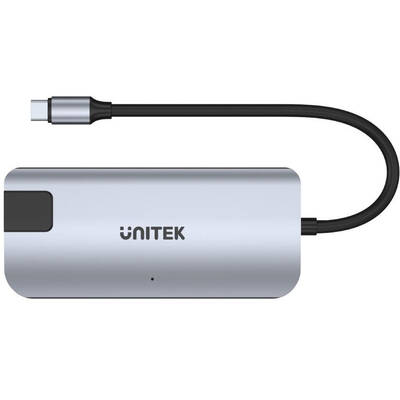 Hub USB Unitek uHUB P5+ USB 2.0 Type-C 10000 Mbit/s Black, Grey