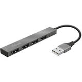 Hub USB TRUST Halyx USB 2.0 480 Mbit/s Aluminium