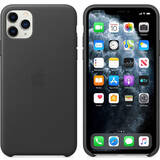 iPhone 11 Pro - Capac protectie spate "Leather Case", Negru