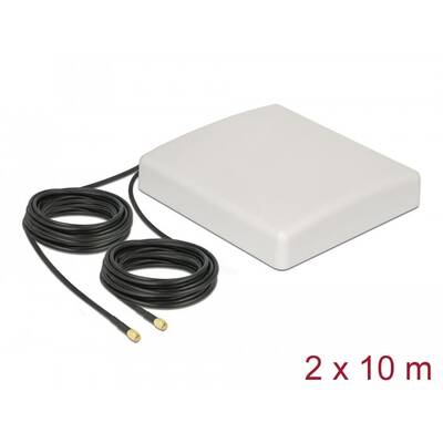 Antena DELOCK Antenna 2 x SMA Plug 8 dBi directional with connection cable RG-58 10 m white outdoor