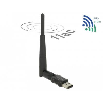 Antena DELOCK USB 2.0 Dual Band WLAN ac/a/b/g/n Stick 433 + 150 Mbps cu externă
