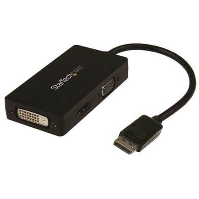Adaptor StarTech DP2VGDVHD, 3 in 1 DisplayPort Multi Video Adapter Converter - 1080p DP Laptop to HDMI VGA or DVI Monitor or Projector Display (DP2VGDVHD) - video converter - black