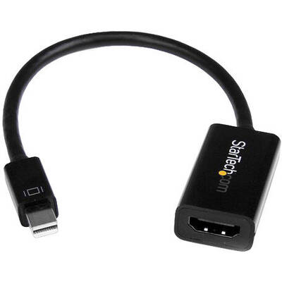 Adaptor StarTech MDP2HD4KS, Mini DisplayPort to HDMI Audio / Video Converter - mDP 1.2 to HDMI Active Adapter for Ultrabook / Laptop - 4K @ 30Hz - Black (MDP2HD4KS) - video converter - black