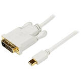 Adaptor StarTech MDP2DVIMM6W, 6 ft Mini DisplayPort to DVI Adapter Cable - Mini DP to DVI Video Converter - MDP to DVI Cable for Mac / PC 1920x1200 - White (MDP2DVIMM6W) - DisplayPort cable - 1.82 m