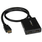 Adaptor StarTech ST122HD4KU, 4K HDMI Splitter 1 In 2 Out - 4K 30Hz HDMI 1.4 2 Port Video Splitter Box -with high speed HDMI cable, USB power cable - Black (ST122HD4KU) - video/audio splitter - 2 ports