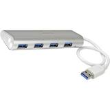4 Port Portable USB 3.0 Hub with Built-in Cable - Aluminum and Compact USB Hub (ST43004UA) - hub - 4 ports