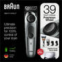 BRAUN Beard Trimmer BT7220 Men Trimmer & Hair Clipper, 39 Length Settings, Black/Grey Metal