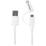  1m (3ft) Apple Lightning or Micro USB to USB Cable for iPhone / iPod / iPad - White - Apple MFi Certified (LTUB1MWH) - charging / data cable - Lightning / USB - 1 m