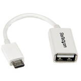 5in White Micro USB to USB OTG Host Adapter M/F - Micro USB Male to USB A Female On-The-Go Host Cable Adapter - White (UUSBOTGW) - USB adapter - USB to Micro-USB Type B - 12.7 cm