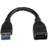 StarTech  6in Short USB 3.0 Extension Adapter Cable (USB-A Male to USB-A Female) - USB 3.1 Gen 1 (5Gbps) Port Saver Cable - Black (USB3EXT6INBK) - USB extension cable - USB Type A to USB Type A - 15.2 cm