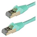 6ASPAT3MAQ, 3 m CAT6a Ethernet Cable - 10 Gigabit Category 6a Shielded Snagless RJ45 100W PoE Patch Cord - 10GbE Aqua UL/TIA Certified - patch cable - 3 m - aqua