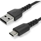 Accesoriu Retea StarTech RUSB2AC2MB, 2m USB A to USB C Charging Cable - Durable Fast Charge & Sync USB 2.0 to USB Type C Data Cord - Aramid Fiber M/M 60W Black - USB-C cable - 2 m