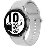 Galaxy Watch 4, 44 mm, argintiu, curea silicon gri deschis, LTE, Wi-Fi, Bluetooth, GPS, NFC, rezistent la apa