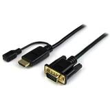 HDMI to VGA Cable “ 6ft 2m - 1080p “ Active Conversion “ HDMI to VGA Adapter Cable for Your VGA Monitor / Display (HD2VGAMM6) - video converter - black