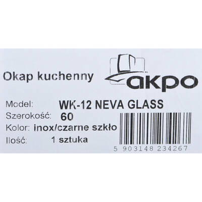 AKPO Hota incorporabila WK-12 NEVA GLASS 60 INOX