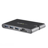USB C Multiport Adapter - USB Type-C Mini Dock with HDMI 4K or VGA Video - 100W PD Passthrough, 3x USB 3.0, GbE, SD & MicroSD - external video adapter - black