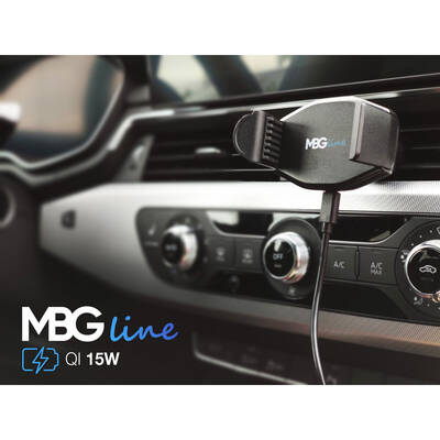 MBG line Suport auto inteligent  G73 + X7 cu funcție de încărcare wireless QI 15W Negru