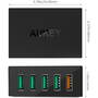 Aukey PA-T15, 5x USB, 3A, Black, tehnologia Quick Charge 3.0 si AiPower