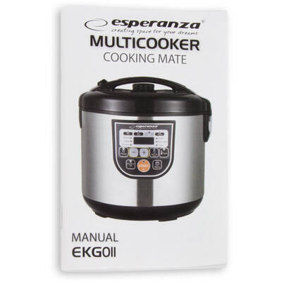 Esperanza Multicooker din inox cuva 5L, panou comanda digitala smart cu11 functii presetate sau programabile