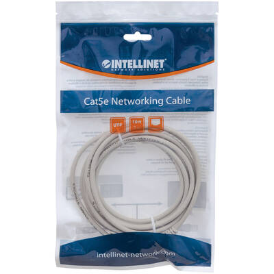 Accesoriu Retea Intellinet Network Patch Cable, Cat5e, 3m, Grey, CCA, U/UTP, PVC, RJ45, Gold Plated Contacts, Snagless, Booted, Lifetime Warranty, Polybag