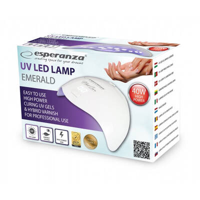 Esperanza Lampa LED UV pentru unghii Emerald EBN008, 40 W (Alb)