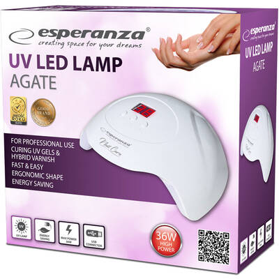 Esperanza Lampa UV pentru unghii, EBN010 AGATE, 36W, 15 LED