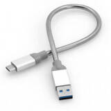 USB 3.1 (T) la USB 3.1 Type-C (T), 30cm, premium, cablu metalic, argintiu, "48868"