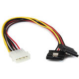 StarTech 12in LP4 to 2x Latching SATA Power Y Cable Splitter - 4 Pin LP4 to Dual SATA Y  - power adapter - 30 cm