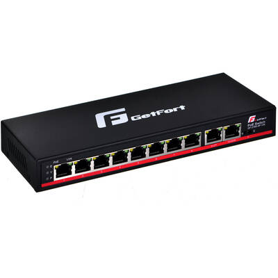Switch GetFort GF-210D-8P-120 Unmanaged L2 Gigabit Ethernet (10/100/1000) Power over Ethernet (PoE) Black