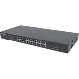 Switch Intellinet 24-Port Gigabit Ethernet with 2 SFP Ports, 24 x 10/100/1000 Mbps RJ45 Ports + 2 x SFP, IEEE 802.3az (Energy Efficient Ethernet), 19" Rackmount, Metal (Euro 2-pin plug)